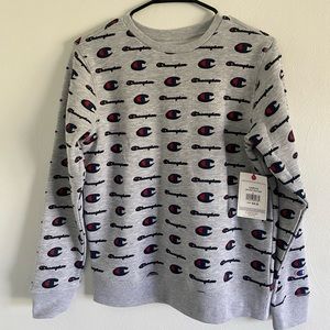 Youth Large Gray Champion Crewneck Sweatshirt